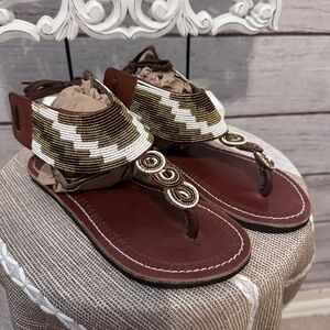 Kujali Beaded Gladiator Sandal! Size 36 , Summer Sandal , Comfortable Sandal